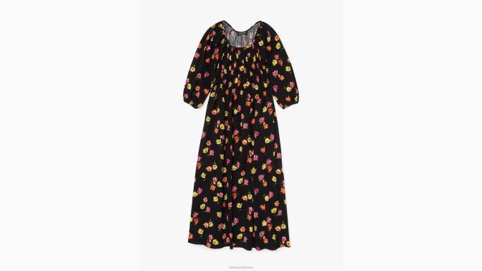 žene Kate Spade crno tulipanska rivijera haljina odjeća 04HN733