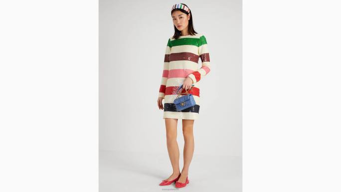 žene Kate Spade francuska krema multi haljina s avanturističkim prugama i šljokicama odjeća 04HN749