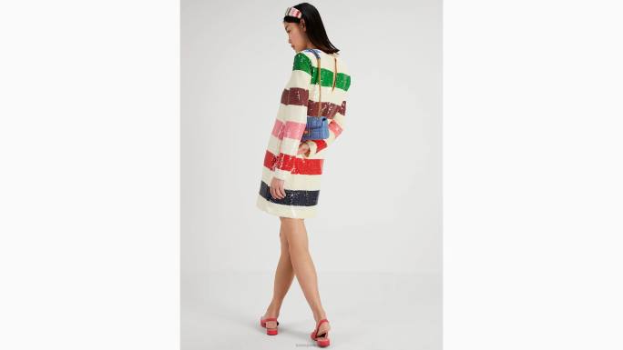 žene Kate Spade francuska krema multi haljina s avanturističkim prugama i šljokicama odjeća 04HN749