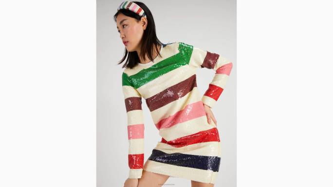 žene Kate Spade francuska krema multi haljina s avanturističkim prugama i šljokicama odjeća 04HN749