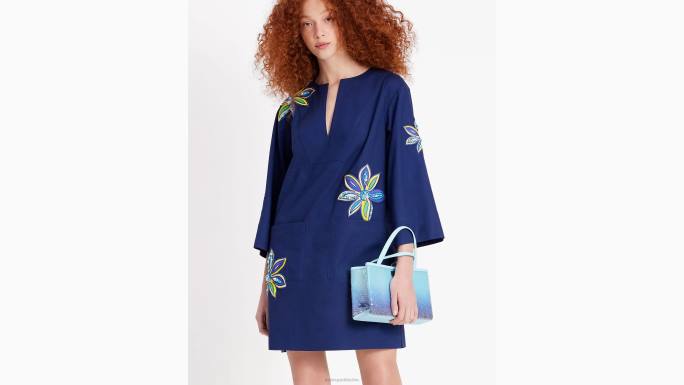 žene Kate Spade francuska mornarica izvezena cvjetna tunika odjeća 04HN682