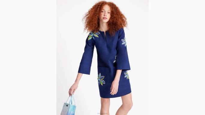 žene Kate Spade francuska mornarica izvezena cvjetna tunika odjeća 04HN682