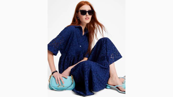 žene Kate Spade francuska mornarica izvezena montauk haljina odjeća 04HN720