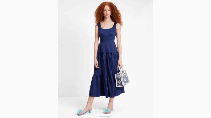 žene Kate Spade francuska mornarica maksi haljina na katove od popelina odjeća 04HN715
