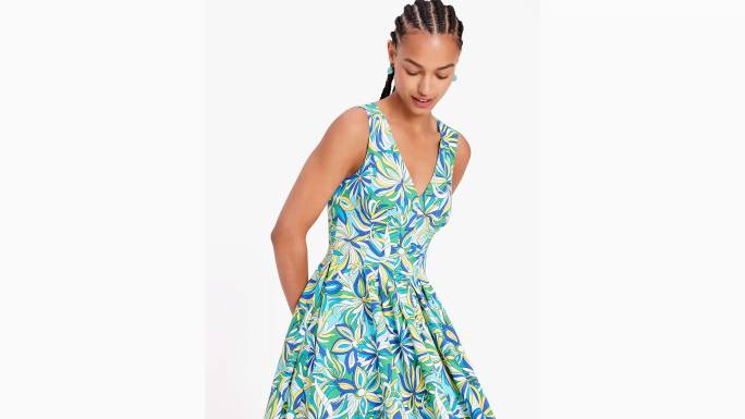 žene Kate Spade glacier blue multi anemona cvjetna amelia haljina odjeća 04HN680