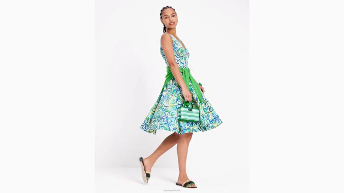 žene Kate Spade glacier blue multi anemona cvjetna amelia haljina odjeća 04HN680