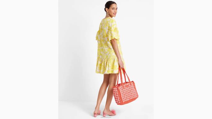 žene Kate Spade kadmij žuta/krem tunika ukrašena tropskim lišćem odjeća 04HN719