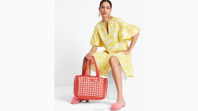 žene Kate Spade kadmij žuta/krem tunika ukrašena tropskim lišćem odjeća 04HN719
