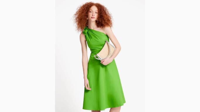 žene Kate Spade ks zelena haljina sabrina na jedno rame od popelina odjeća 04HN695