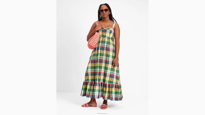 žene Kate Spade multi obalna karirana haljina s mašnom odjeća 04HN710
