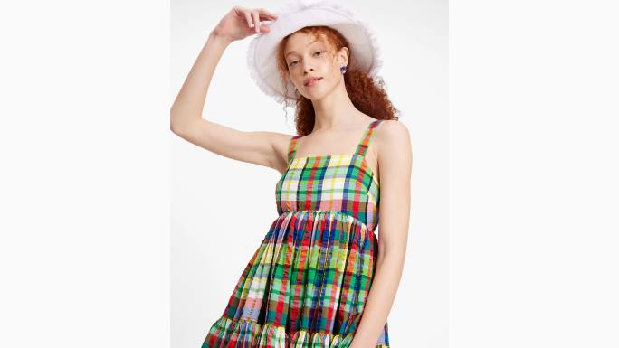 žene Kate Spade multi obalna karirana mini haljina na katove odjeća 04HN728