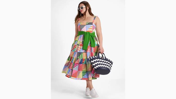 žene Kate Spade multi patchwork prugasta haljina na više razina odjeća 04HN739