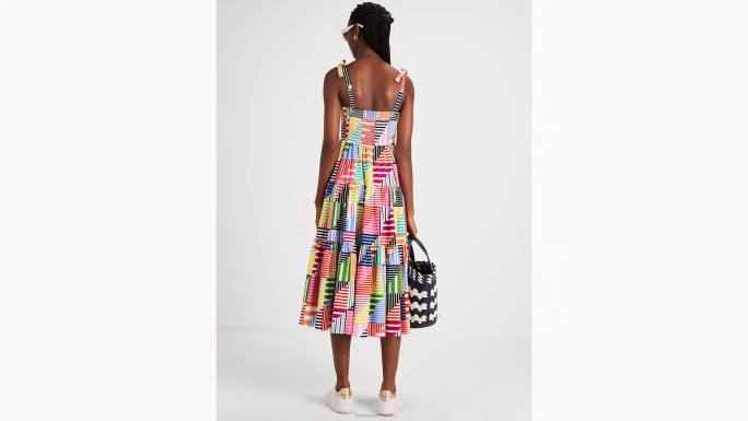 žene Kate Spade multi patchwork prugasta haljina na više razina odjeća 04HN739