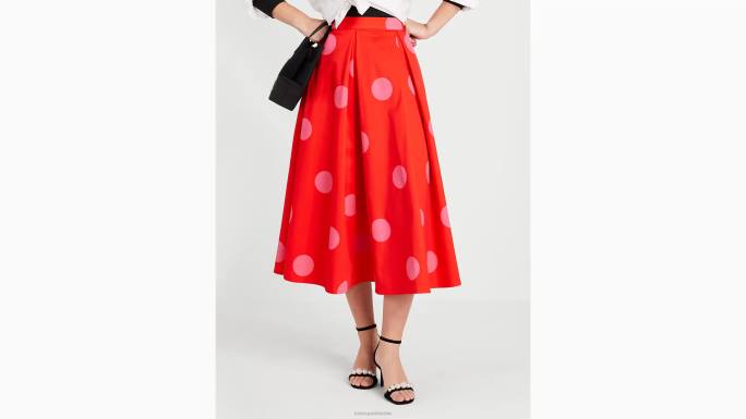 žene Kate Spade plamen grimizan ogromna suknja na točkice odjeća 04HN877