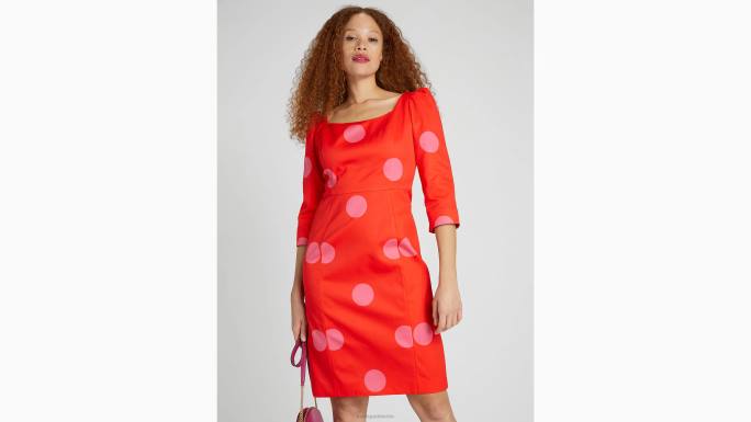 žene Kate Spade plamen grimizan ogromna točkasta haljina s plaštom odjeća 04HN866