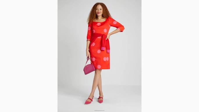 žene Kate Spade plamen grimizan ogromna točkasta haljina s plaštom odjeća 04HN866