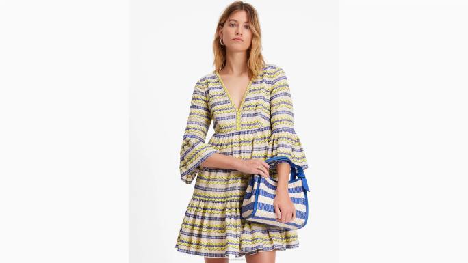 žene Kate Spade savršena bež tenda pruga izvezena tunika odjeća 04HN708