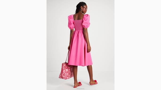 žene Kate Spade tamnoružičasti oblak haljina s puf rukavima s uvijenim steznikom odjeća 04HN752