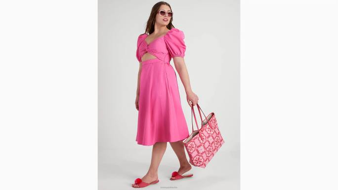 žene Kate Spade tamnoružičasti oblak haljina s puf rukavima s uvijenim steznikom odjeća 04HN752