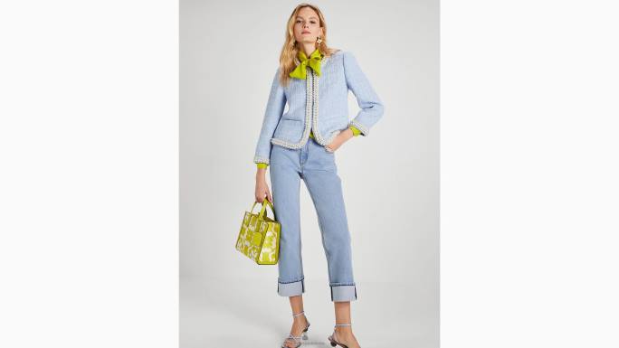žene Kate Spade blijeda hortenzija sako od tvida ukrašen biserima odjeća 04HN763