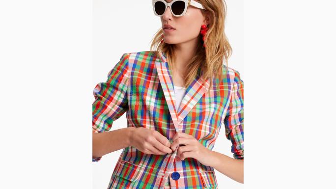 žene Kate Spade multi obalni karirani seersucker sako odjeća 04HN707
