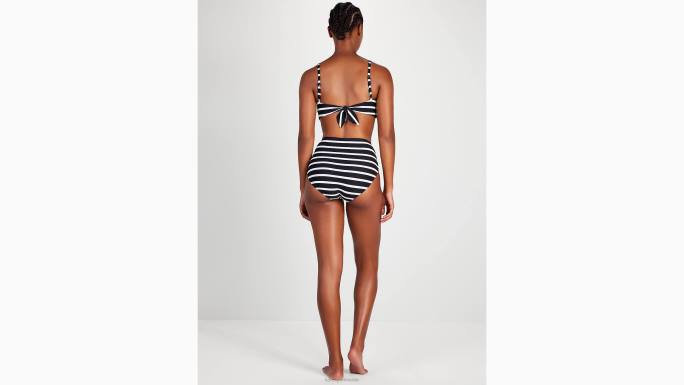 žene Kate Spade crno donji dio bikinija visokog struka s bretonskim prugama odjeća 04HN794