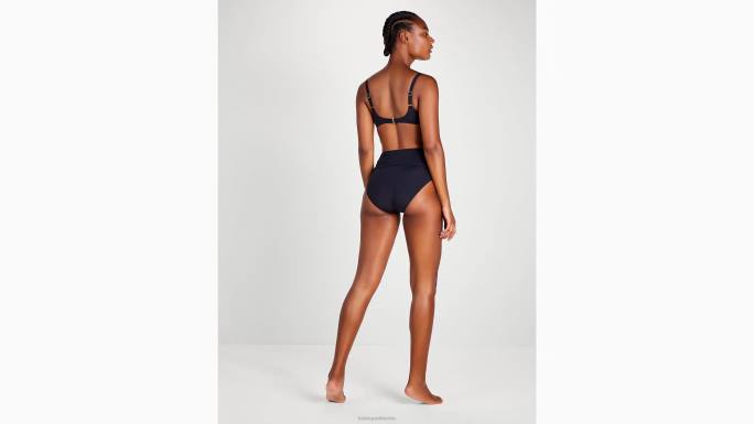 žene Kate Spade crno donji dio bikinija visokog struka s rubovima odjeća 04HN798