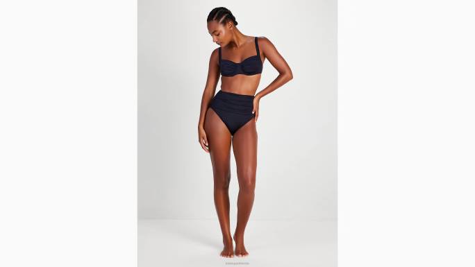 žene Kate Spade crno donji dio bikinija visokog struka s rubovima odjeća 04HN798
