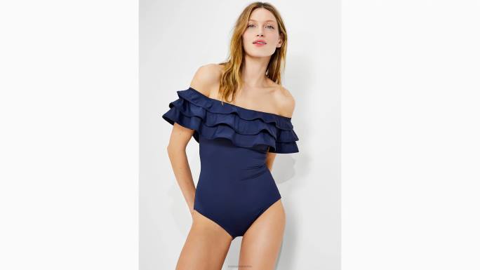 žene Kate Spade blejzer plavi palm beach volančići s otvorenim ramenima jednodijelni odjeća 04HN799
