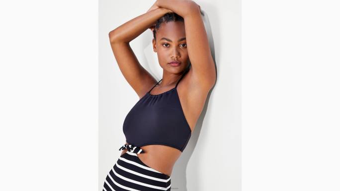 žene Kate Spade crno monokini s bretonskim prugama s visokim ovratnikom odjeća 04HN795