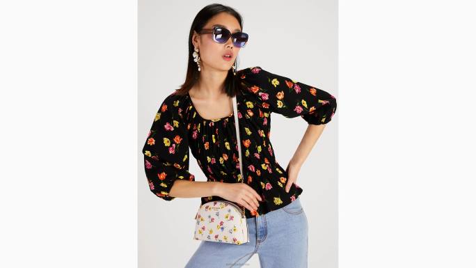 žene Kate Spade crno tulipan toss rivijera top odjeća 04HN741