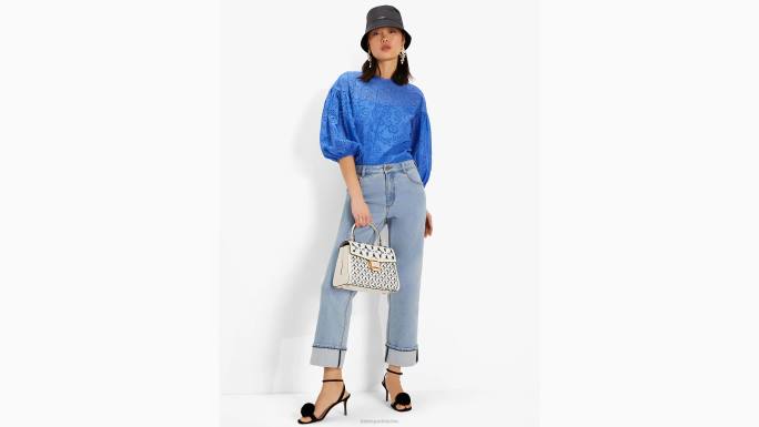 žene Kate Spade safirna izmaglica cvjetni gornji dio puf rukava s ušicama odjeća 04HN756