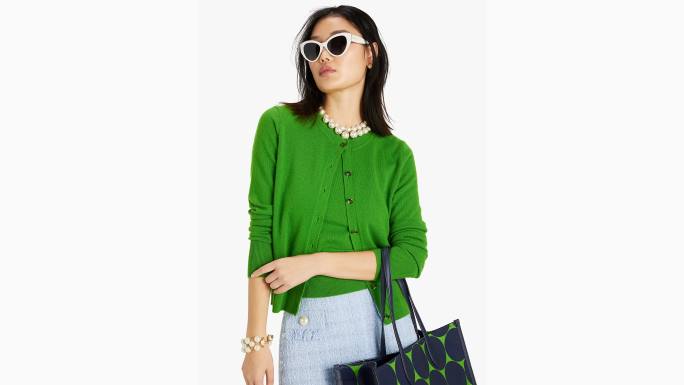 žene Kate Spade ks zelena kardigan s okruglim izrezom od kašmira odjeća 04HN771