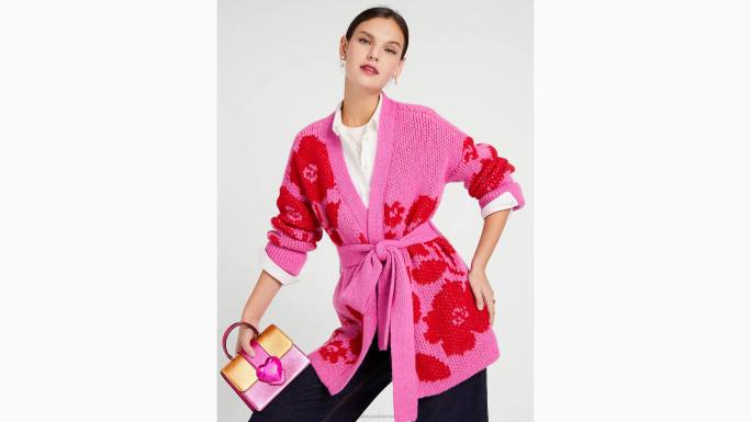 žene Kate Spade ružičasti oblak ružičnjak intarzija kardigan odjeća 04HN867