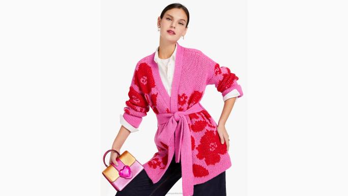 žene Kate Spade ružičasti oblak ružičnjak intarzija kardigan odjeća 04HN867
