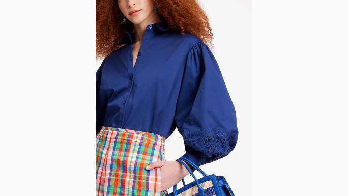 žene Kate Spade francuska mornarica andie košulja izvezena poplinom odjeća 04HN729