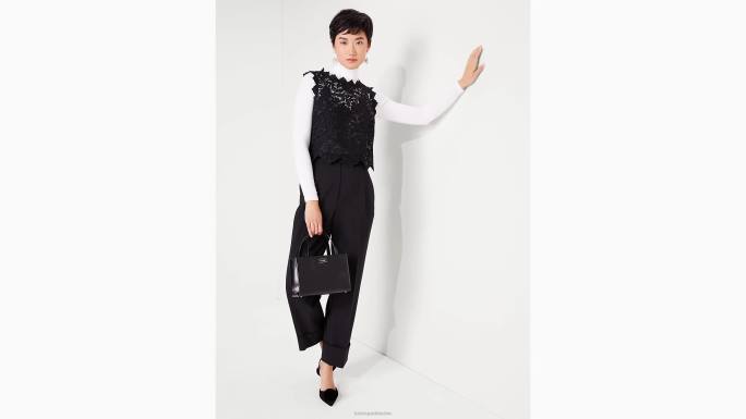 žene Kate Spade crno cvjetna čipkasta školjka odjeća 04HN849