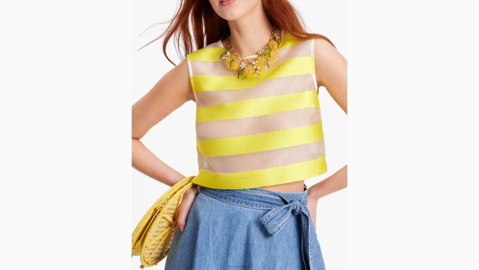 žene Kate Spade kadmij žuta/krem Awning Stripe Organza Shell odjeća 04HN725