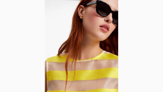 žene Kate Spade kadmij žuta/krem Awning Stripe Organza Shell odjeća 04HN725