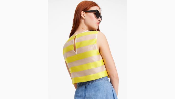 žene Kate Spade kadmij žuta/krem Awning Stripe Organza Shell odjeća 04HN725