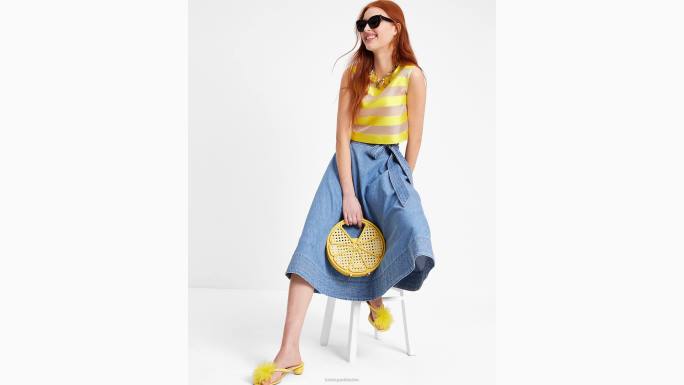 žene Kate Spade kadmij žuta/krem Awning Stripe Organza Shell odjeća 04HN725