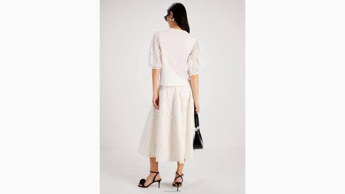 žene Kate Spade svježe bijelo majica s cvjetnim vezenjem odjeća 04HN753