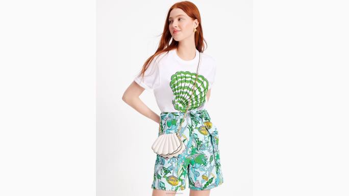 žene Kate Spade svježe bijelo ukrašena školjkasta majica odjeća 04HN690