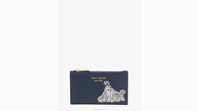 žene Kate Spade blejzer plavi multi čupavi reljefni mali tanki dvostruki novčanik pribor 04HN387