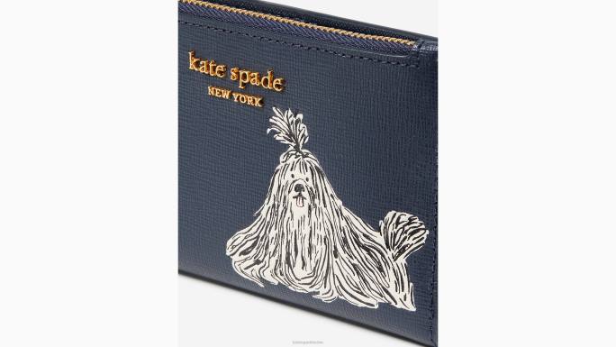 žene Kate Spade blejzer plavi multi čupavi reljefni mali tanki dvostruki novčanik pribor 04HN387