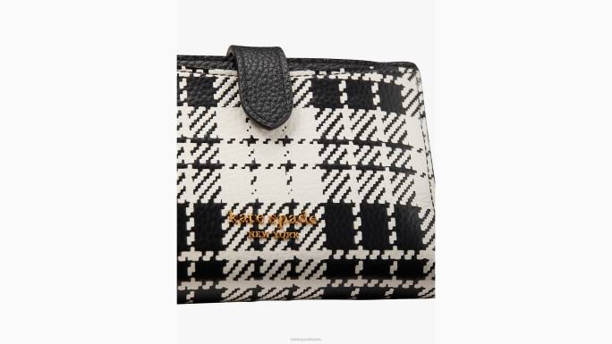 žene Kate Spade crni multi hudson posh karirani mali dvostruki novčanik pribor 04HN472