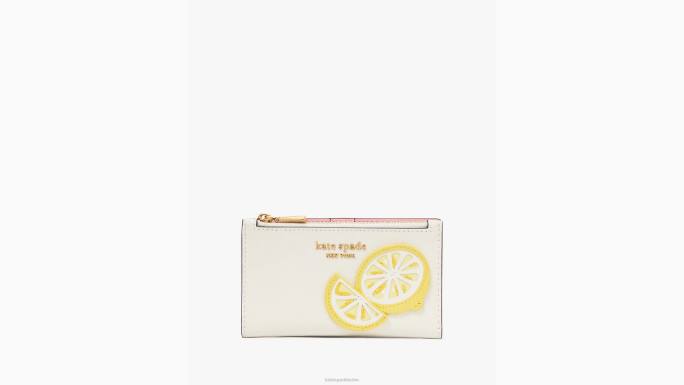žene Kate Spade halo bijeli multi mali tanak dvostruki novčanik s aplikacijom kapljice limuna pribor 04HN382