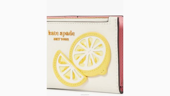 žene Kate Spade halo bijeli multi mali tanak dvostruki novčanik s aplikacijom kapljice limuna pribor 04HN382