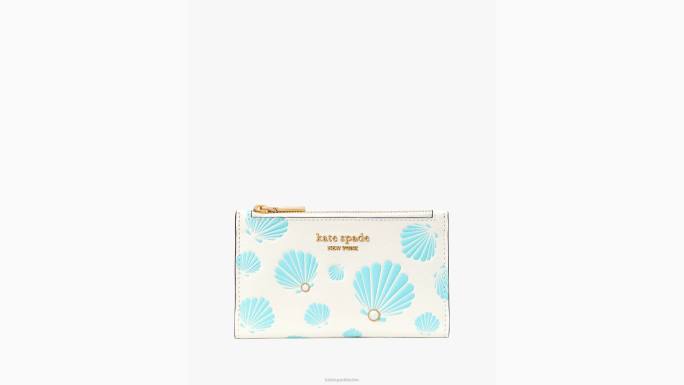 žene Kate Spade krema multi morgan mali tanki dvostruki novčanik s utisnutim školjkama pribor 04HN345