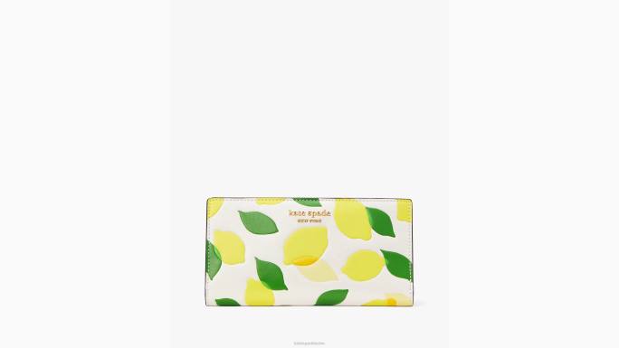 žene Kate Spade pergamena multi morgan lemon toss reljefni tanki dvostruki novčanik pribor 04HN448